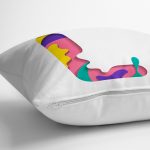 Beyaz Zemin Renkli L Harfli Özel Tasarım Dijital Baskılı Yastık Kırlent Kılıfı Realhomes