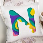 Beyaz Zemin Renkli N Harfli Özel Tasarım Dijital Baskılı Yastık Kırlent Kılıfı Realhomes