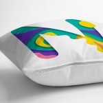 Beyaz Zemin Renkli N Harfli Özel Tasarım Dijital Baskılı Yastık Kırlent Kılıfı Realhomes