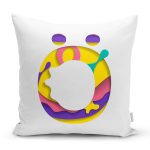 - Rh-K9513-Gorsel1 - Realhomes Beyaz Zemin Renkli Ö Harfli Özel Tasarım Dijital Baskılı Yastık Kırlent Kılıfı Realhomes