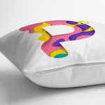 Beyaz Zemin Renkli P Harfli Özel Tasarım Dijital Baskılı Yastık Kırlent Kılıfı Realhomes