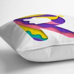 Beyaz Zemin Renkli R Harfli Özel Tasarım Dijital Baskılı Yastık Kırlent Kılıfı Realhomes