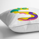 Beyaz Zemin Renkli S Harfli Özel Tasarım Dijital Baskılı Yastık Kırlent Kılıfı Realhomes