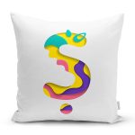 Beyaz Zemin Renkli Ş Harfli Özel Tasarım Dijital Baskılı Yastık Kırlent Kılıfı Realhomes