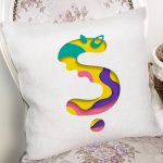 Beyaz Zemin Renkli Ş Harfli Özel Tasarım Dijital Baskılı Yastık Kırlent Kılıfı Realhomes