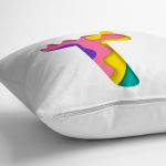 Beyaz Zemin Renkli T Harfli Özel Tasarım Dijital Baskılı Yastık Kırlent Kılıfı Realhomes