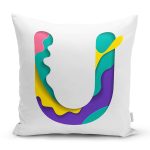 - Rh-K9520-Gorsel1 - Realhomes Beyaz Zemin Renkli U Harfli Özel Tasarım Dijital Baskılı Yastık Kırlent Kılıfı Realhomes