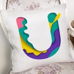 - Rh-K9520-Gorsel2 - Realhomes Beyaz Zemin Renkli U Harfli Özel Tasarım Dijital Baskılı Yastık Kırlent Kılıfı Realhomes