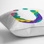 Beyaz Zemin Renkli Ü Harfli Özel Tasarım Dijital Baskılı Yastık Kırlent Kılıfı Realhomes