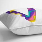 Beyaz Zemin Renkli V Harfli Özel Tasarım Dijital Baskılı Yastık Kırlent Kılıfı Realhomes