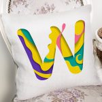 Beyaz Zemin Renkli W Harfli Özel Tasarım Dijital Baskılı Yastık Kırlent Kılıfı Realhomes