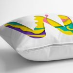 Beyaz Zemin Renkli W Harfli Özel Tasarım Dijital Baskılı Yastık Kırlent Kılıfı Realhomes