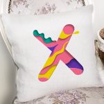 Beyaz Zemin Renkli X Harfli Özel Tasarım Dijital Baskılı Yastık Kırlent Kılıfı Realhomes