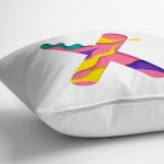 Beyaz Zemin Renkli X Harfli Özel Tasarım Dijital Baskılı Yastık Kırlent Kılıfı Realhomes