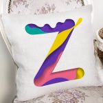 - Rh-K9526-Gorsel2 - Realhomes Beyaz Zemin Renkli Z Harfli Özel Tasarım Dijital Baskılı Yastık Kırlent Kılıfı Realhomes