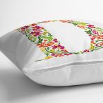 Beyaz Zemin Yaprak Temalı D Harfi Özel Tasarım Dijital Baskılı Yastık Kırlent Kılıfı Realhomes