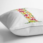 Beyaz Zemin Yaprak Temalı I Harfi Özel Tasarım Dijital Baskılı Yastık Kırlent Kılıfı Realhomes