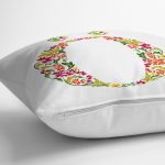 Beyaz Zemin Yaprak Temalı Ö Harfi Özel Tasarım Dijital Baskılı Yastık Kırlent Kılıfı Realhomes