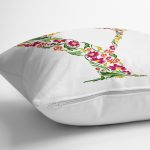 - Rh-K9556-Gorsel3 - Realhomes Beyaz Zemin Yaprak Temalı Y Harfi Özel Tasarım Dijital Baskılı Yastık Kırlent Kılıfı Realhomes