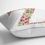 Beyaz Zemin Yaprak Temalı Z Harfi Özel Tasarım Dijital Baskılı Yastık Kırlent Kılıfı Realhomes