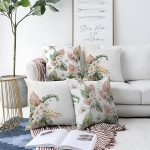 4'lü Kurumuş Tropik Yaprak Tasarımlı Dijital Baskılı Modern Şönil Kırlent Kılıfı Seti Realhomes