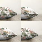 4'lü Kurumuş Tropik Yaprak Tasarımlı Dijital Baskılı Modern Şönil Kırlent Kılıfı Seti Realhomes