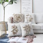 - Sonil-K4luset737-Gorsel1 - Realhomes  4'lü Beyaz Zemin Kara Kalem Çizimli Dijital Baskılı Modern Şönil Kırlent Kılıfı Seti Realhomes