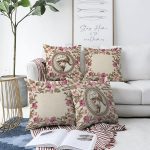 4'lü Krem Zemin Etnik Çizimli Dijital Baskılı Modern Şönil Kırlent Kılıfı Seti Realhomes