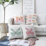 - Sonil-K4luset742-Gorsel1 - Realhomes 4'lü Renkli Kelebekler Özel Tasarım Dijital Baskılı Modern Şönil Kırlent Kılıfı Seti Realhomes