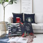 - Sonil-K4luset757-Gorsel1 - Realhomes  4'lü Lacivert Renkli Happy New Year Temalı Dijital Baskılı Modern Şönil Kırlent Kılıfı Seti Realhomes