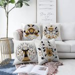 - Sonil-K4luset758-Gorsel1 - Realhomes  4'lü Kahve & Siyah Renkli Özel Tasarım Dijital Baskılı Modern Şönil Kırlent Kılıfı Seti Realhomes