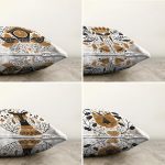 - Sonil-K4luset758-Gorsel2 - Realhomes  4'lü Kahve & Siyah Renkli Özel Tasarım Dijital Baskılı Modern Şönil Kırlent Kılıfı Seti Realhomes