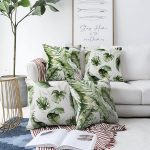 - Sonil-K4luset775-Gorsel1 - Realhomes 4'lü Yeşil Egzotik Yaprak Tasarımlı Dijital Baskılı Modern Şönil Kırlent Kılıfı Seti Realhomes