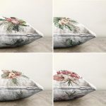 4'lü Egzotik Yaprak Tasarımlı Dijital Baskılı Modern Şönil Kırlent Kılıfı Seti Realhomes