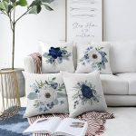 - Sonil-K4luset779-Gorsel1 - Realhomes 4'lü Mavi Beyaz Gül Tasarımlı Dijital Baskılı Modern Şönil Kırlent Kılıfı Seti Realhomes