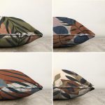 - Sonil-K4luset784-Gorsel2 - Realhomes  4'lü Özel Tasarım İnce Dal Yaprakları Dijital Baskılı Modern Şönil Kırlent Kılıfı Seti Realhomes