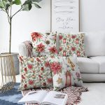4'lü Rengarenk Çiçek & Yaprak Tasarımlı Dijital Baskılı Modern Şönil Kırlent Kılıfı Seti Realhomes