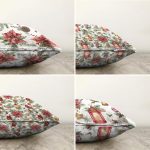 4'lü Rengarenk Çiçek & Yaprak Tasarımlı Dijital Baskılı Modern Şönil Kırlent Kılıfı Seti Realhomes