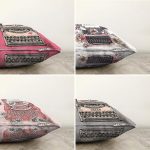 - Sonil-K4luset789-Gorsel2 - Realhomes 4'lü Renkli Zemin Antika Daktilo Çizimli Dijital Baskılı Modern Şönil Kırlent Kılıfı Seti Realhomes