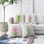 4'lü Egzotik Yaprak Tasarımlı Dijital Baskılı Modern Şönil Kırlent Kılıfı Seti Realhomes