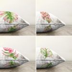 4'lü Egzotik Yaprak Tasarımlı Dijital Baskılı Modern Şönil Kırlent Kılıfı Seti Realhomes