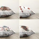 4'lü Kozalak & Şamdan Tasarımlı Dijital Baskılı Modern Şönil Kırlent Kılıfı Seti Realhomes