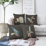 - Sonil-K4luset803-Gorsel1 - Realhomes 4'lü Koyu Zeminli Tüy Motifli Dijital Baskılı Modern Şönil Kırlent Kılıfı Seti Realhomes