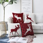 - Sonil-K4luset804-Gorsel1 - Realhomes 4'lü Ekose Geyik Desenli Dijital Baskılı Modern Şönil Kırlent Kılıfı Seti Realhomes