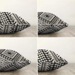 - Sonil-K4luset807-Gorsel2 - Realhomes  4'lü Siyah Beyaz Etnik Geometrik Çizimli Dijital Baskılı Modern Şönil Kırlent Kılıfı Seti Realhomes