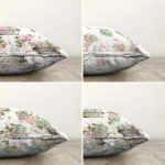 4'lü Çiçek Buketleri Tasarımlı Dijital Baskılı Modern Şönil Kırlent Kılıfı Seti Realhomes