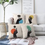 4'lü Çiçek Tasarımlı El Motifli Dijital Baskılı Modern Şönil Kırlent Kılıfı Seti Realhomes