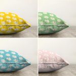 4'lü Renkli Zemin Papatya Tasarımlı Dijital Baskılı Modern Şönil Kırlent Kılıfı Seti Realhomes