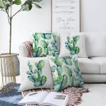 4'lü Beyaz Zemin Kaktüs Tasarımlı Dijital Baskılı Modern Şönil Kırlent Kılıfı Seti Realhomes