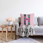 - Sonil-K9421-Gorsel2 - Realhomes Pembe Zemin Tropik Yapraklı H Harfi Özel Tasarım Dijital Baskılı Raşel Kadife Yastık Kırlent Kılıfı Realhomes